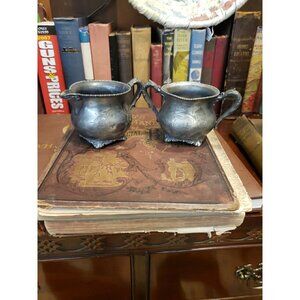 Vintage Knickerbocker Quadruple Plated Silver Cream and Sugar Set Marked 95 READ